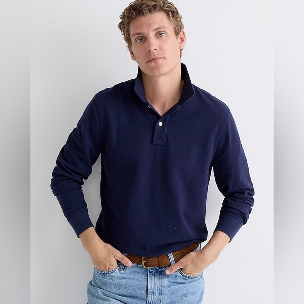 Madewell Slim long-sleeve classic piqué polo shirt Size S BS796 NWOT
